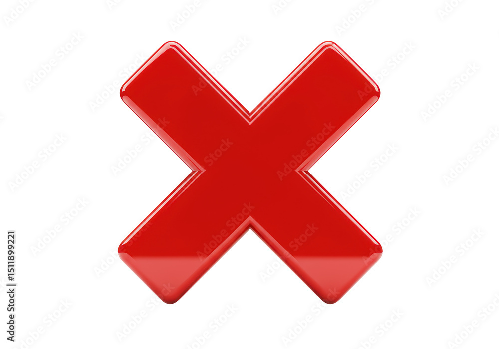 Fototapeta premium Isolated Red Cross Mark Rejection Symbol