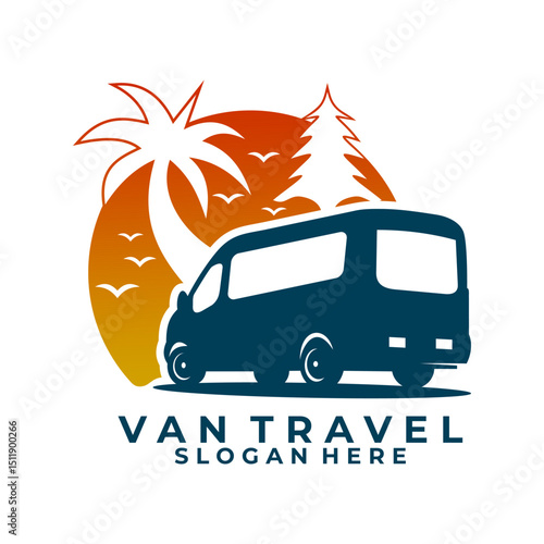 Van Travel logo design vector template. Van adventure logo design icon