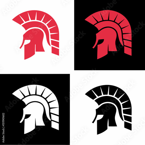 Spartan Helmet Vector Logo Design set.