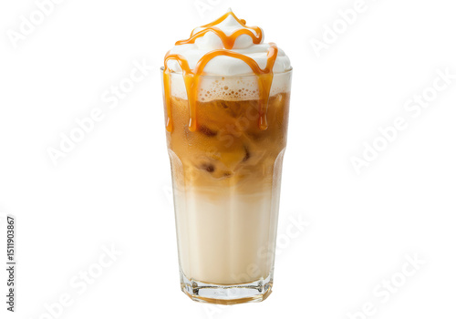 Photos Isolated Caramel Macchiato in a Tall Glass