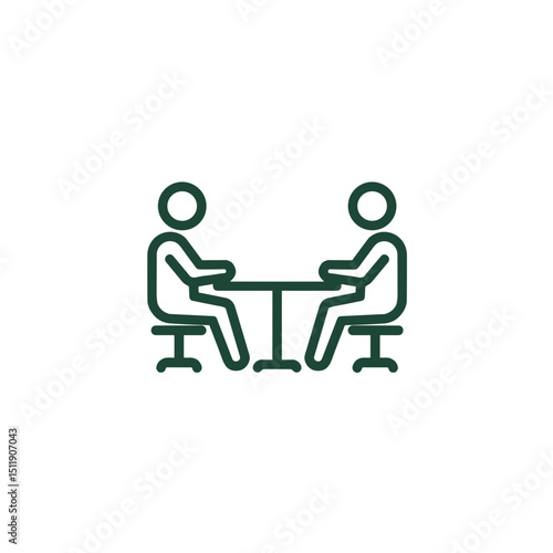 In-person interview icon for HR platforms and recruitment visuals