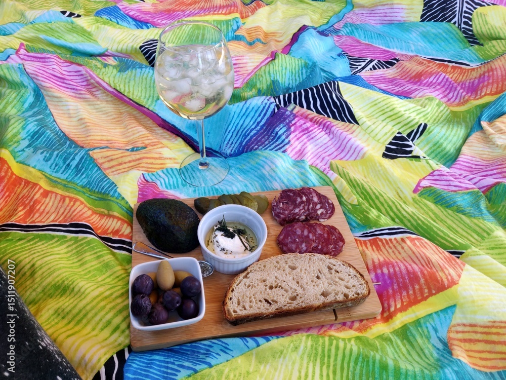 Fototapeta premium Boozy brunch platter for a picnic