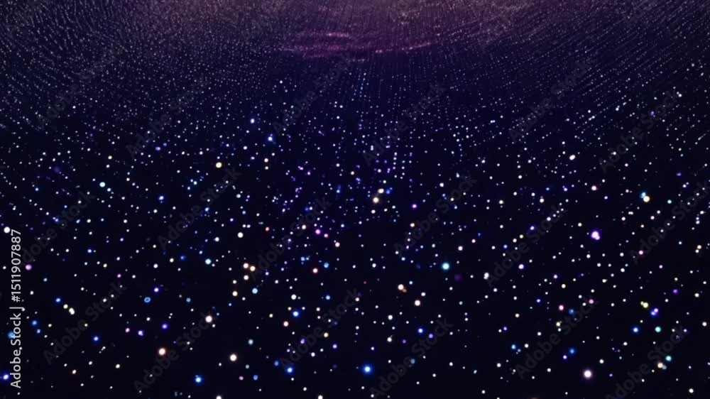 Abstract view of a digital starfield with glowing particles scattered across a dark background, representing futuristic technology or virtual space. Abstract view of a digital starfield with glowing particles scattered across a dark background, representing futuristic technology or virtual space.