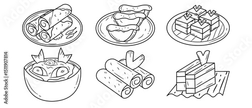 Food Indonesia culinary hand drawn bundle set