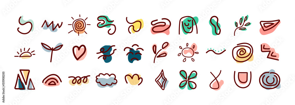 Fototapeta premium Abstract colorful squiggle lines on white background