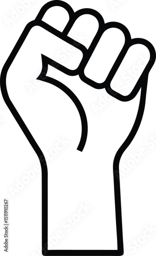 Powerful Raised Fist Line Art – Symbol of Strength and Solidarity