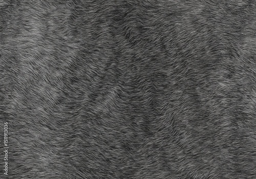 Dark gray or black short wavy animal fur texture background with subtle silver highlights seamless