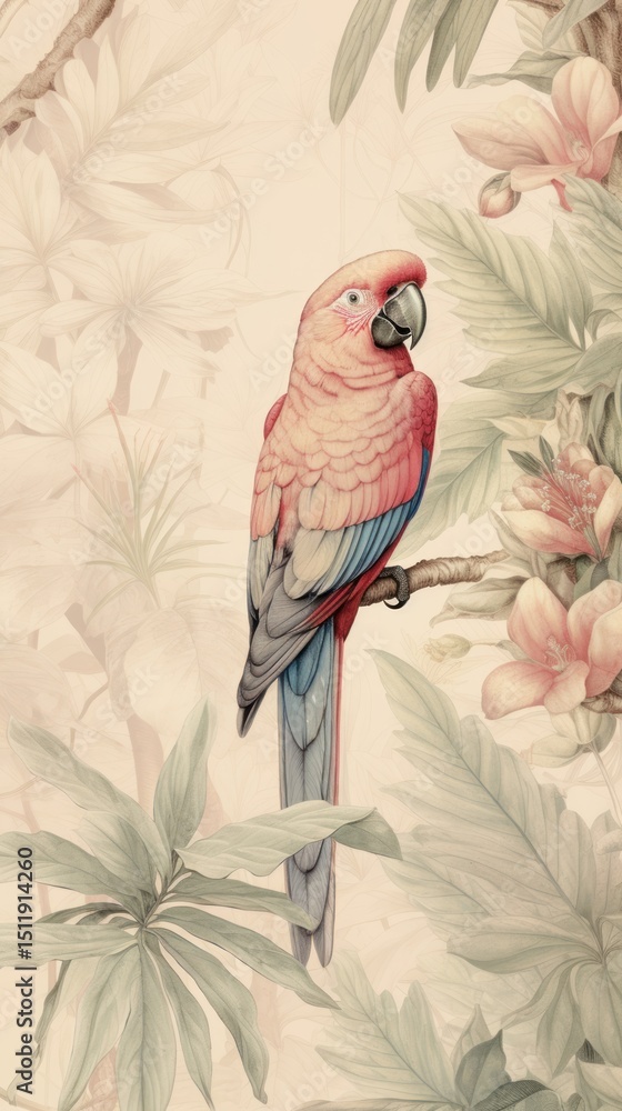 Fototapeta premium Kea drawing parrot animal.