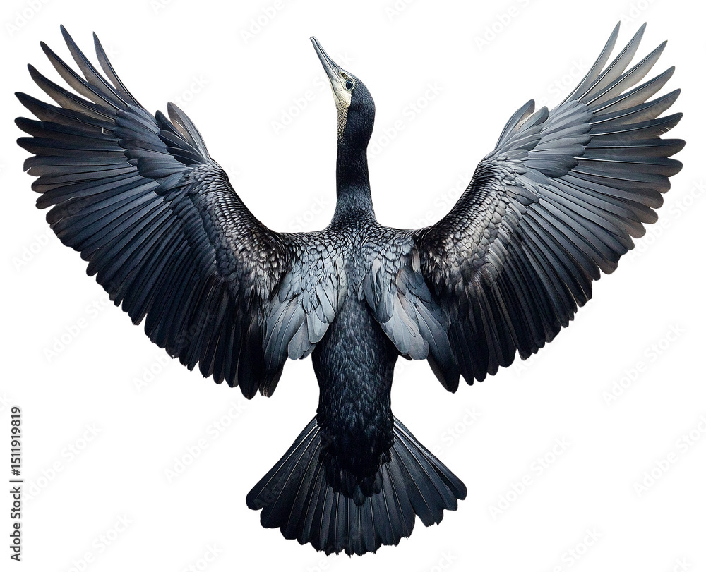 Obraz premium Cormorant bird with wings spread wide isolated on transparent background