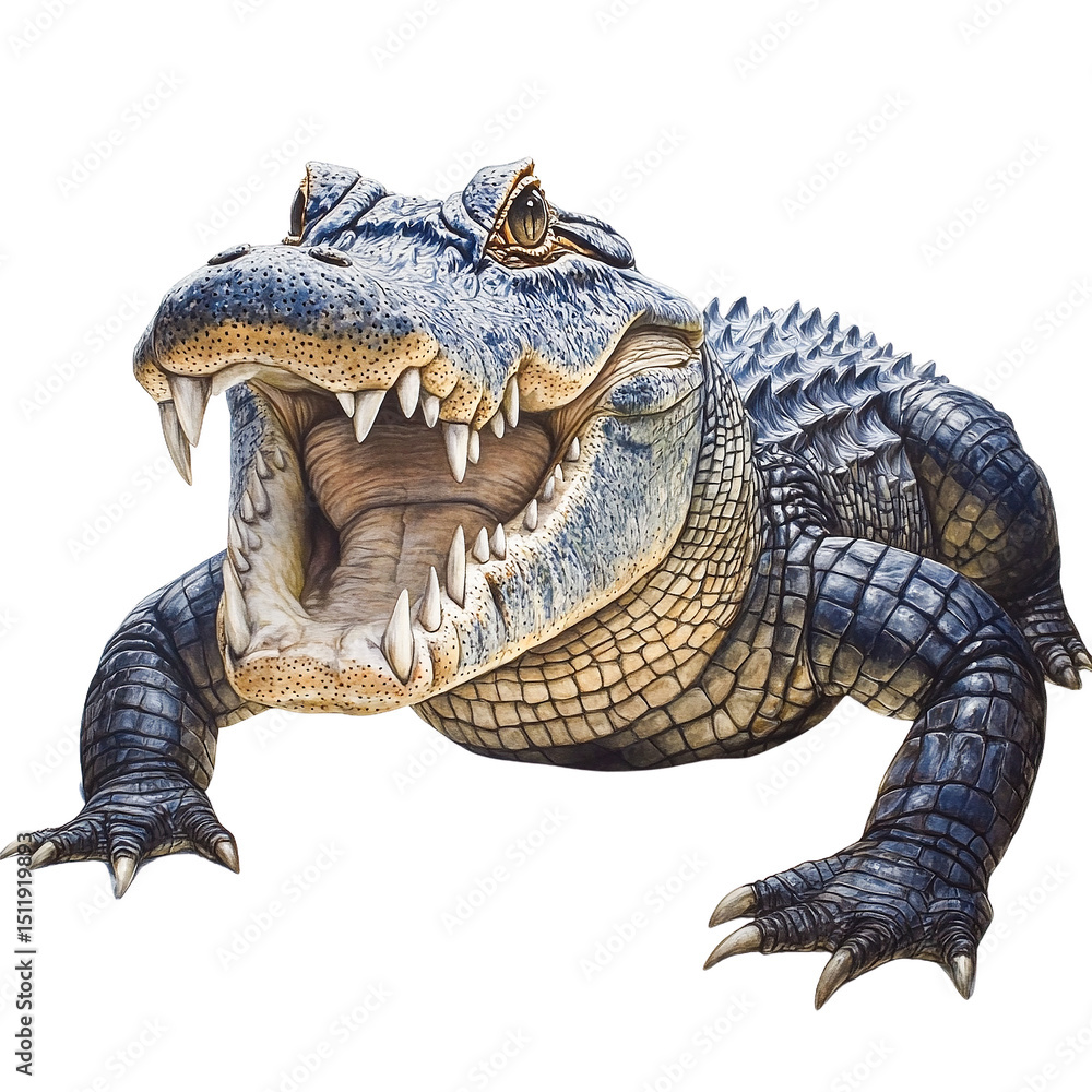 Obraz premium American alligator with open mouth isolated on transparent background