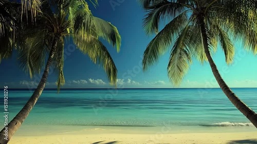 Tropical beach paradise palms.