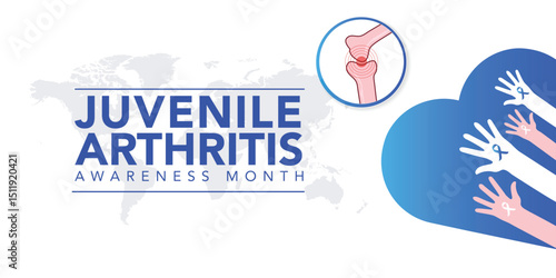 Juvenile Arthritis awareness month is observed every year in July. The most common symptoms of the disease are joint swelling, pain and stiffness, it is usually an autoimmune disorder. Vector art	