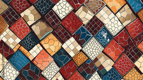 Vibrant Geometric Mosaic Pattern in Rich Colors