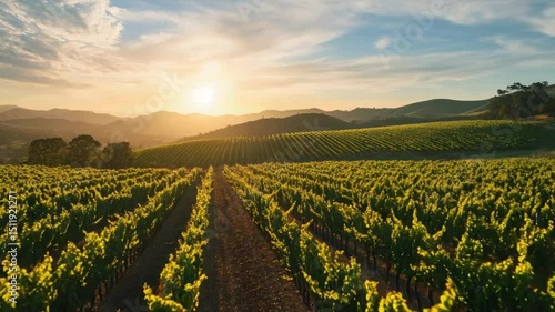 Vineyard Sunset Landscape.