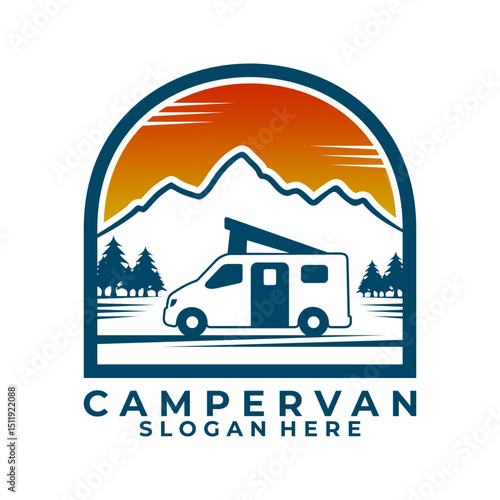 Adventure logo design vector emblem. Van Venture logo design icon vector