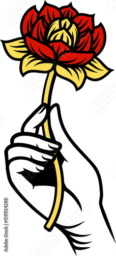 Hand Holding Flower Vintage...
