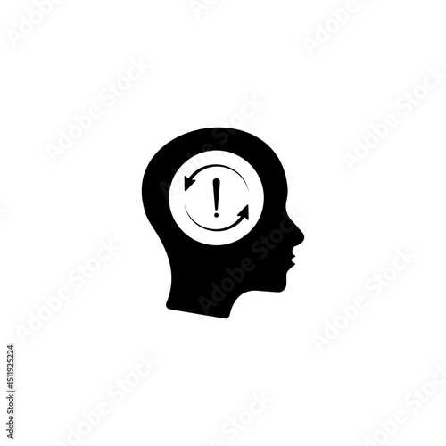 abstract black head like panic or a desperate situation. concept of daily routine or altered consciousness. flat trend modern bad option logotype