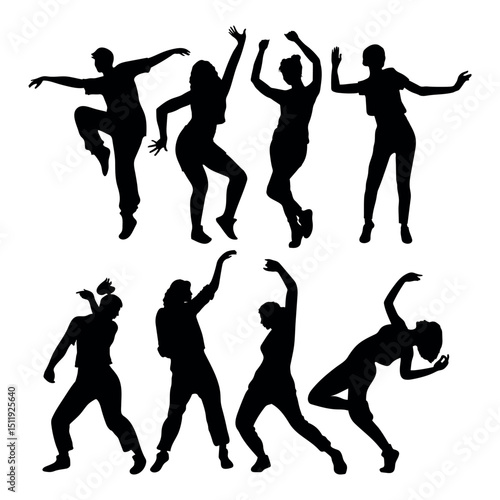 silhouettes of dancing people