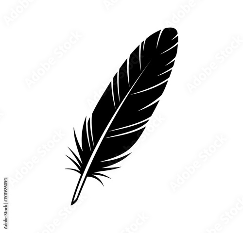 Feather sign or a symbol. Isolated on white background. Vector illustration