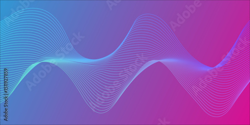 Abstract blue wave background with smooth flowing lines and light design