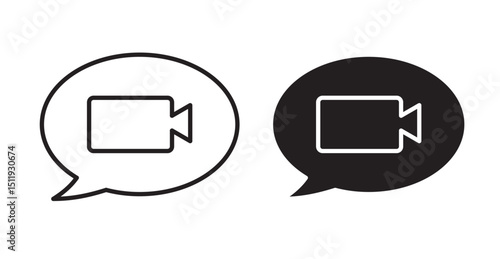 Video call icon set flat style. Vector illustration collection.