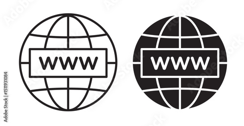 Website globe icon set flat style. Vector illustration collection.