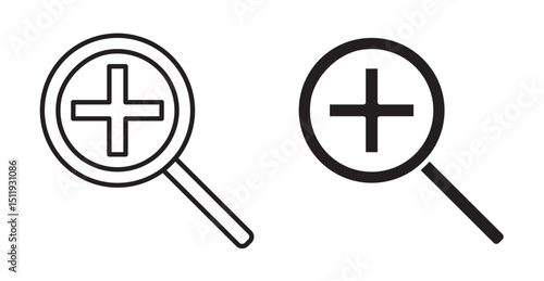 Zoom in icon set flat style. Vector illustration collection.