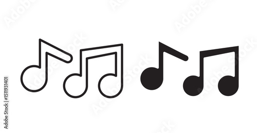 Music note icon set flat style. Vector illustration collection.