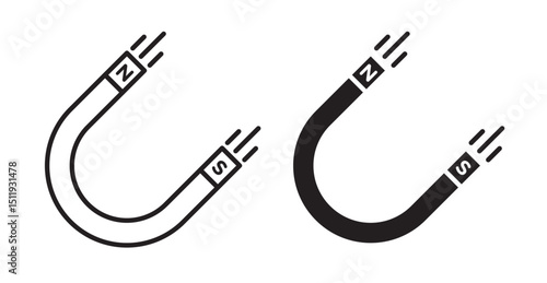 Magnet icon set flat style. Vector illustration collection.