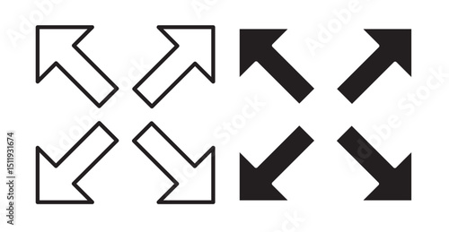 Expand icon set flat style. Vector illustration collection.