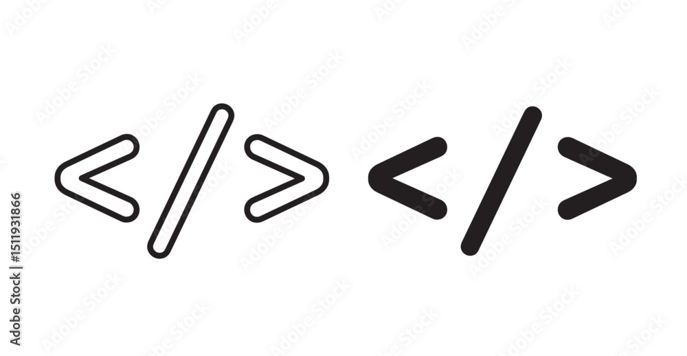 Obraz premium Code icon set flat style. Vector illustration collection.