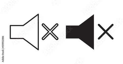 Mute icon set flat style. Vector illustration collection.
