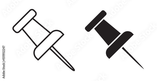 Push pin icon set flat style. Vector illustration collection.
