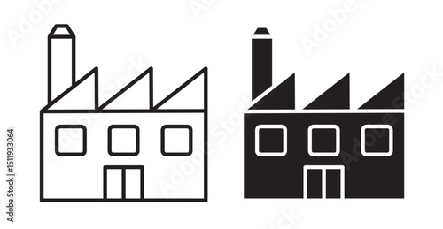 Factory icon set flat style. Vector illustration collection.
