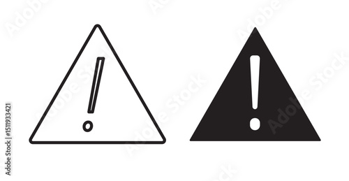 Warning icon set flat style. Vector illustration collection.