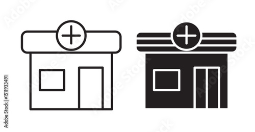 Pharmacy icon set flat style. Vector illustration collection.