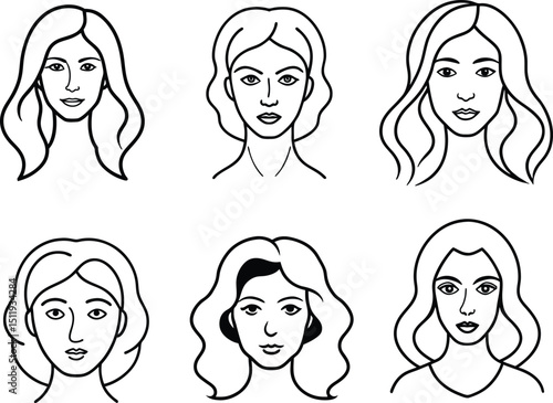 vector illustration of a woman face line art