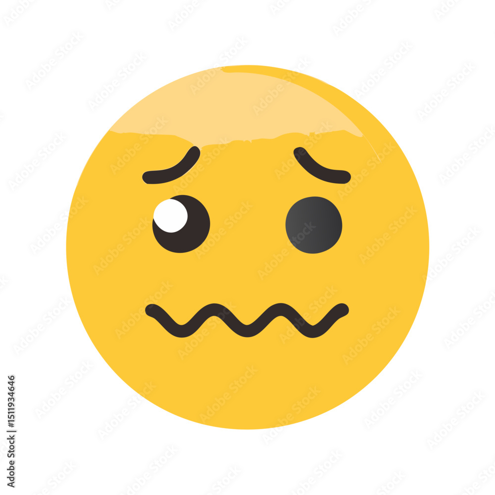 Fototapeta premium A emoji face with a tilted and wavy mouth dizziness or feeling lightheaded 
