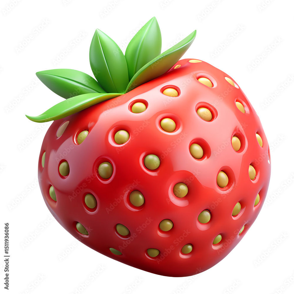 Obraz premium Shiny red strawberry 3d render illustration