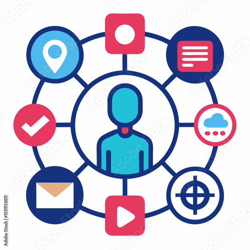 Internal communication icon on white background