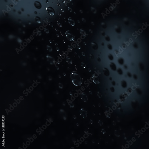Black Glass Surface with Water Droplets – Reflective Macro Texture in Moody Lighting