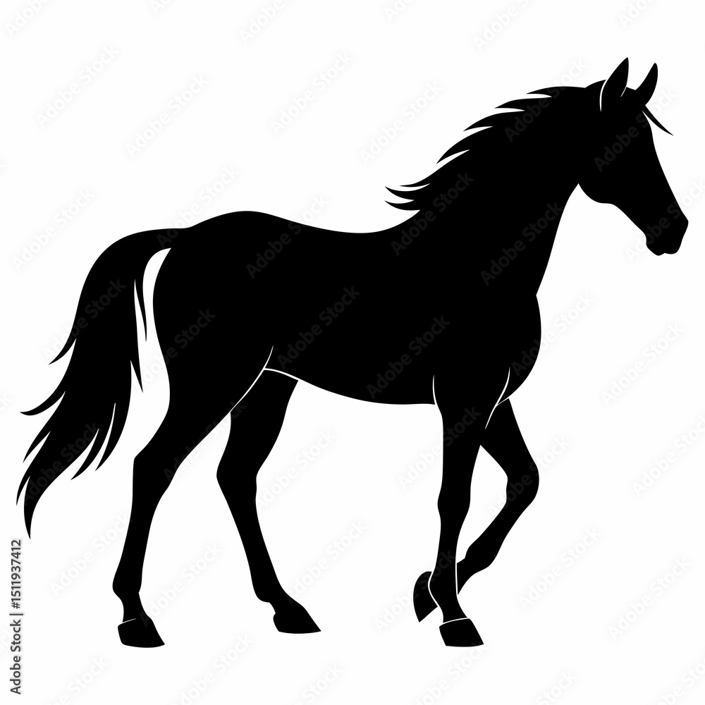Obraz premium Minimalist Black Horse Vector