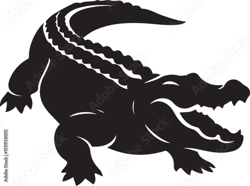 A fierce alligator silhouette, a powerful and dynamic design element, perfect for logos and branding.