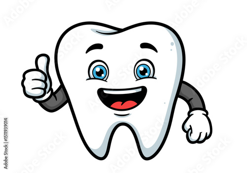 Cartoon Tooth Character Giving a Thumbs Up Gesture