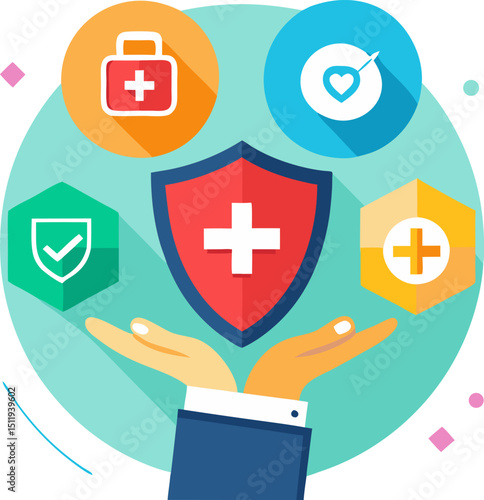 Health and Security Shield Icons 