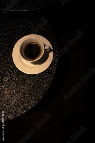 cup of coffee on black