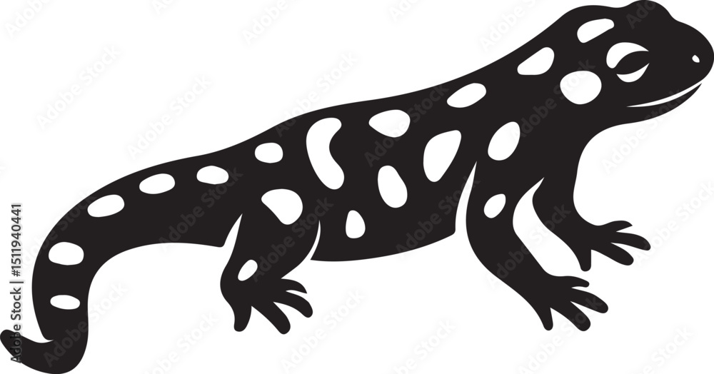 Obraz premium Silhouette of a Spotted Salamander, Amphibian Illustration