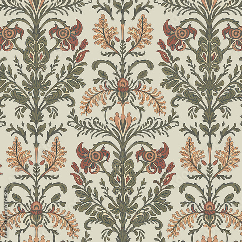 Intricate Floral Pattern in Muted Vintage Colors