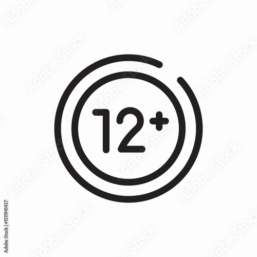 age rating twelve icon vector sign
