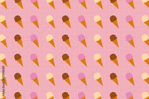 アイスクリーム柄のポップな背景イラスト（ピンク）